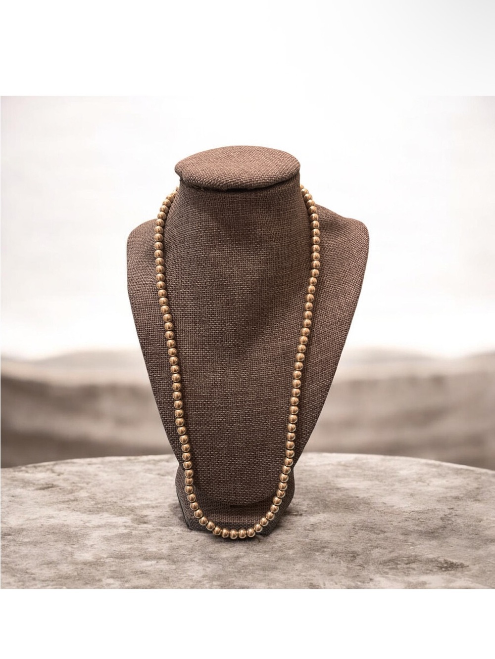 Sterling Silver Beaded Long Necklace 24”
